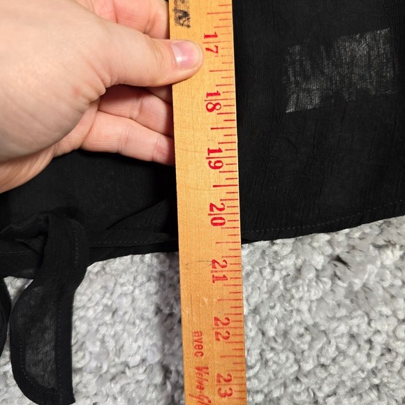 Bebe Womens Sheer Lace Button Up Blouse Black Tie Front Long Sleeve‎ Small Goth - Picture 10 of 13